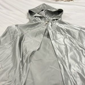 Silver Cosplay Cape with Hood and clasp